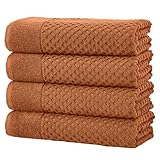 Great Bay Home Bath Towels - 100% Cotton 4 Pack 54x27 Bath Towel Set - Absorbent, Durable, Quick-Dry Towels for Bathroom (Copper)