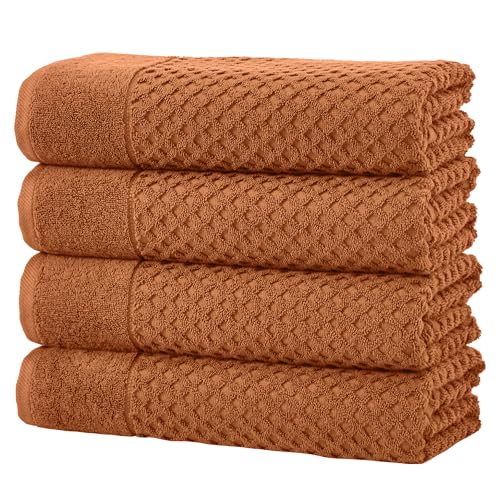 Great Bay Home Bath Towels - 100% Cotton 4 Pack 54x27 Bath Towel Set - Absorbent, Durable, Quick-Dry Towels for Bathroom (Copper)