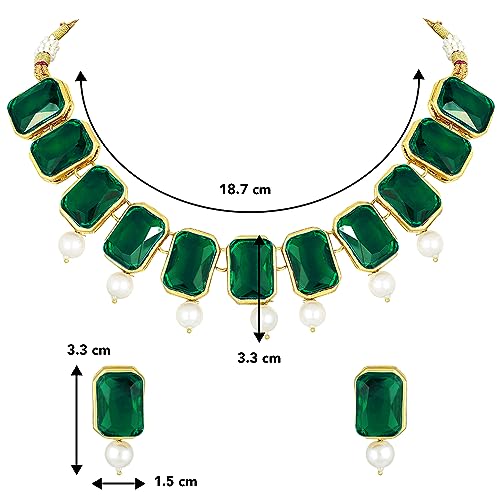 Image of Peora Traditional Crystal Necklace & Jewellery Set Gift for Women
