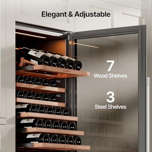 Image of Ca'Lefort Wine Fridge Dual Zone, 185 Can and 77 Bottle 24 Inch Wine Cooler Refrigerator, 34-65F Fridge with Glass Door, 3 LED Built-in /Freestanding Fridge for Bar /Kitchen /Resterant (Right-Hinged)