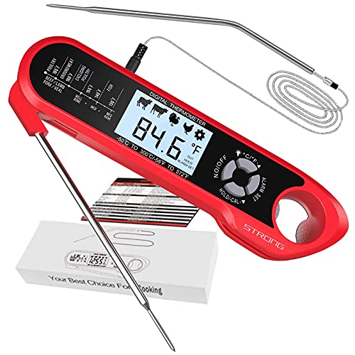 TOWVOV Meat Thermometers for Grilling - Dual Probe Meat Thermometer with Alarm, Backlight, Calibration, Instant Read Food Thermometer for Candy Water Oil Milk Grill BBQ Smoker