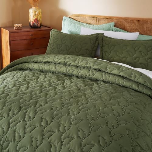 Image of EVENHUG Quilt Queen Size Bedding Set with Pillow Sham Lightweight Bedspreads Coverlet Soft Reversible Bed Cover for All Season 3 Piece