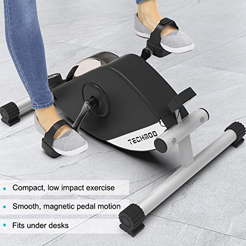 TECHMOO Pedal Exerciser Compact Magnetic Peddler Stationary Cycle Bike Mini Under Desk Exercise Workout Bike for Legs Arms Portable Indoor Office Low Impact Fitness Exercise with Adjustable Resistance - Thumbnail 5
