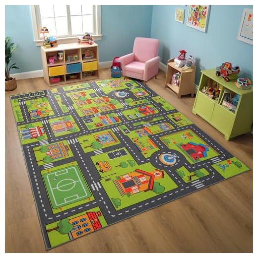 Zareas Kids Carpet Playmat Car Rug for Playroom, Children's Educational City Traffic Road Map Fun Carpet, Kids Baby Play Room Rug, City Pretend Play for Ages 3-12 Years Old, 48''x72''