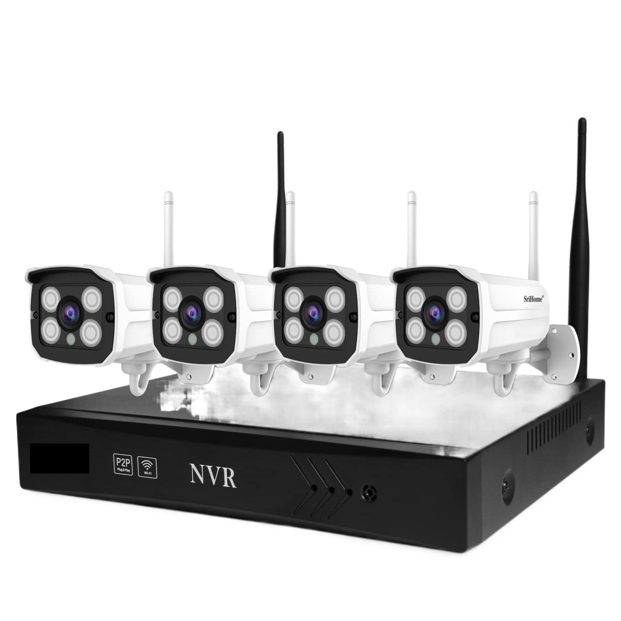 Cámaras de vigilancia sin cables NVR de 4 canales con grabador de disco duro para red CCTV