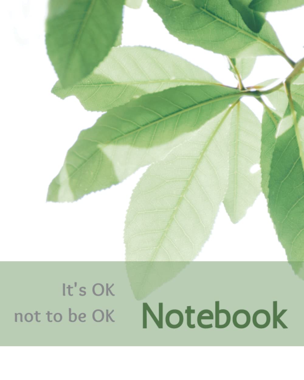 Green leaves: Minimalistic unlined Notebook (8" x 10"), cream paper, 120 pages