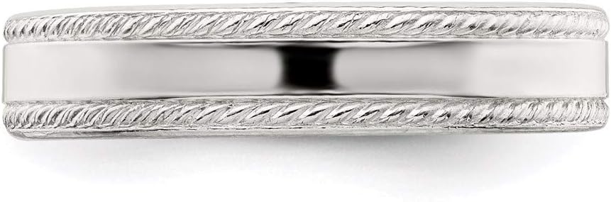 The Black Bow 4mm Sterling Silver Polished Flat Rope Edge Standard Fit Band