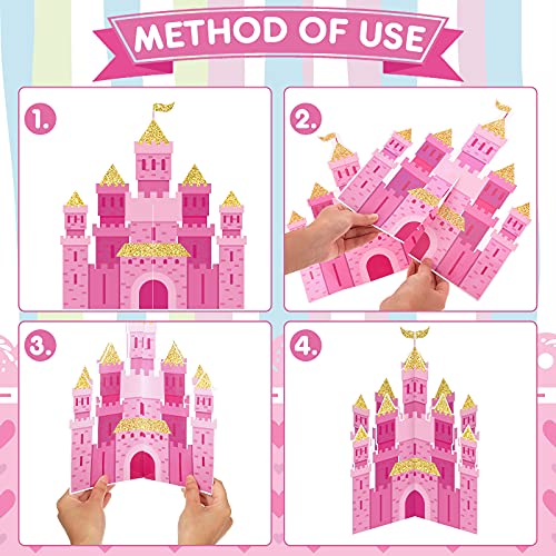 33 Pieces Pink Princess Decorations For Birthday Party Banner Castle Princess Party Table Decor Hanging Swirl Ribbon Girls Princess Theme Birthday Party Backdrop Supplies For Kid #TOP2