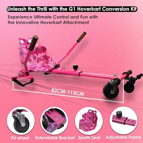 Gift Gadgets G1 Chrome Pink Hoverboard & Hoverkart Bundle | Self-Balancing 6.5" Scooter With LED Lights & Bluetooth | Go Kart for Kids, Teens, and Adults - Image 6