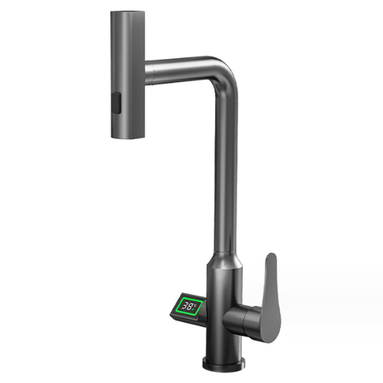 Mitigeur cascade cuisine gris en laiton massif avec douchette extractible