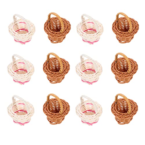 YARNOW Mini Cestas Tejidas con 12 Uds. Cestas De Flores Tejidas En Miniatura Cestas De Dulces para Favores De Fiesta Manualidades DIY Decoración De Jardín De Hadas Cover
