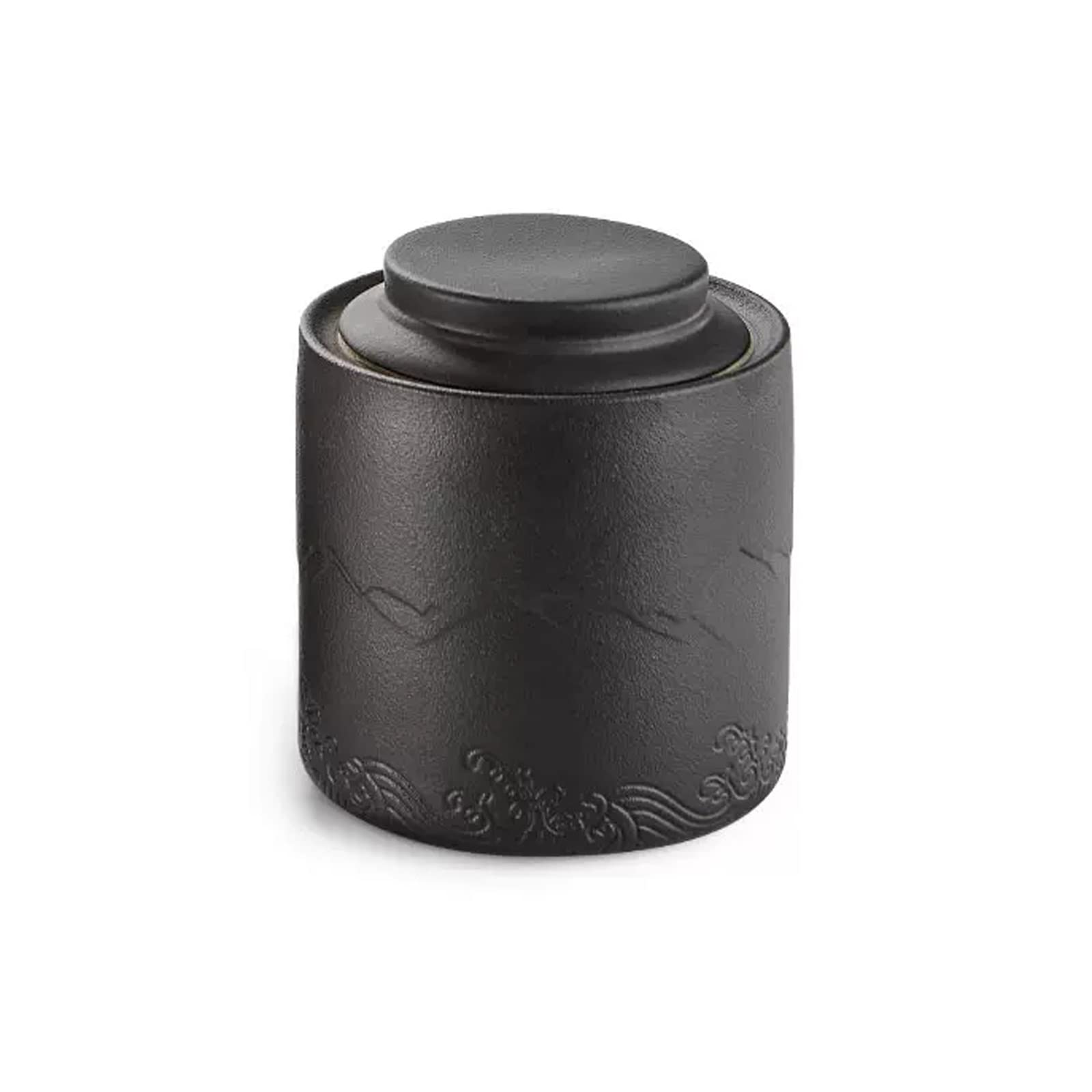 zhangrui1888 Tea Canister Tea Pot Ceramic Sealed Vintage Household Bulk Storage Elegant Matte Kiln Glazed Surface, Suitable for, Coffee Beans, Candy, Etc Tea Storage(Black)