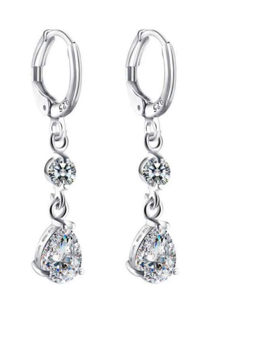STYLISH TEENS Stainless Steel with Cubic Zirconia Love Drop Earrings for Women, Silver (B08DV85YMJ) Amazon Price History, Amazon Price Tracker