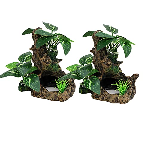 OMEM Aquarium Fournitures Plantes Aquatiques Simulées Ensemble D'aquarium Résine Végétale Affaissement Bois Habitat Décoration (Two)