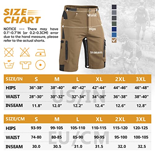 Hiauspor Men's Hiking Cargo Shorts Lightweight Quick Dry Stretch Mtb Shorts For Golf Fishing Tactical Outdoor Casual Shorts (Khaki, Large) #TOP5