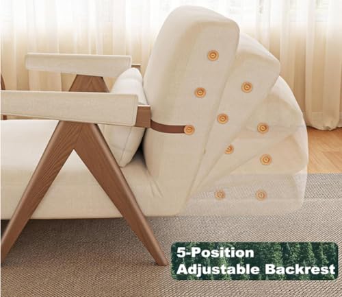Image of AnywaysWood White Sleeper Chair for Reading |3 in 1 Sleeper Sofa Couch Bed | Adults | Living Room, Bedroom,Office | Adjustable Backrest| Space-Saving
