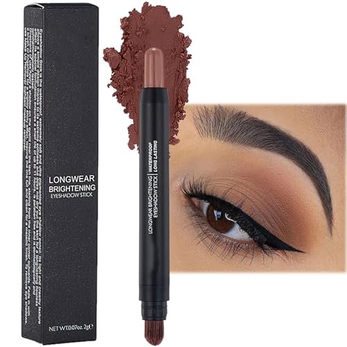 Image of Matte Brown Eyeshadow Stick - Dual-Ended Nude Eyeshadows Crayon with Brush, Waterproof and Long-Lasting for Smoky Eye Makeup