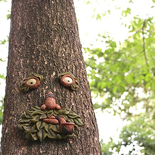 Old Man Tree Hugger Funny Face Sculpture Garden Tree Faces Decor for Outdoor & Garden Decoration