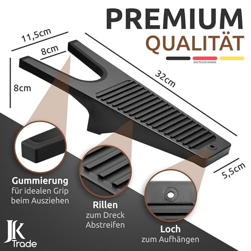 JK Trade® Stiefelknecht für jedes Schuhwerk | stabiler Schuhabstreifer mit Fersenschutz & Schmutzkratzer | Gummistiefel Reitstiefel Arbeitsschuhe Business Schuhe Sneakers | Wetterfest & Aufhängbar