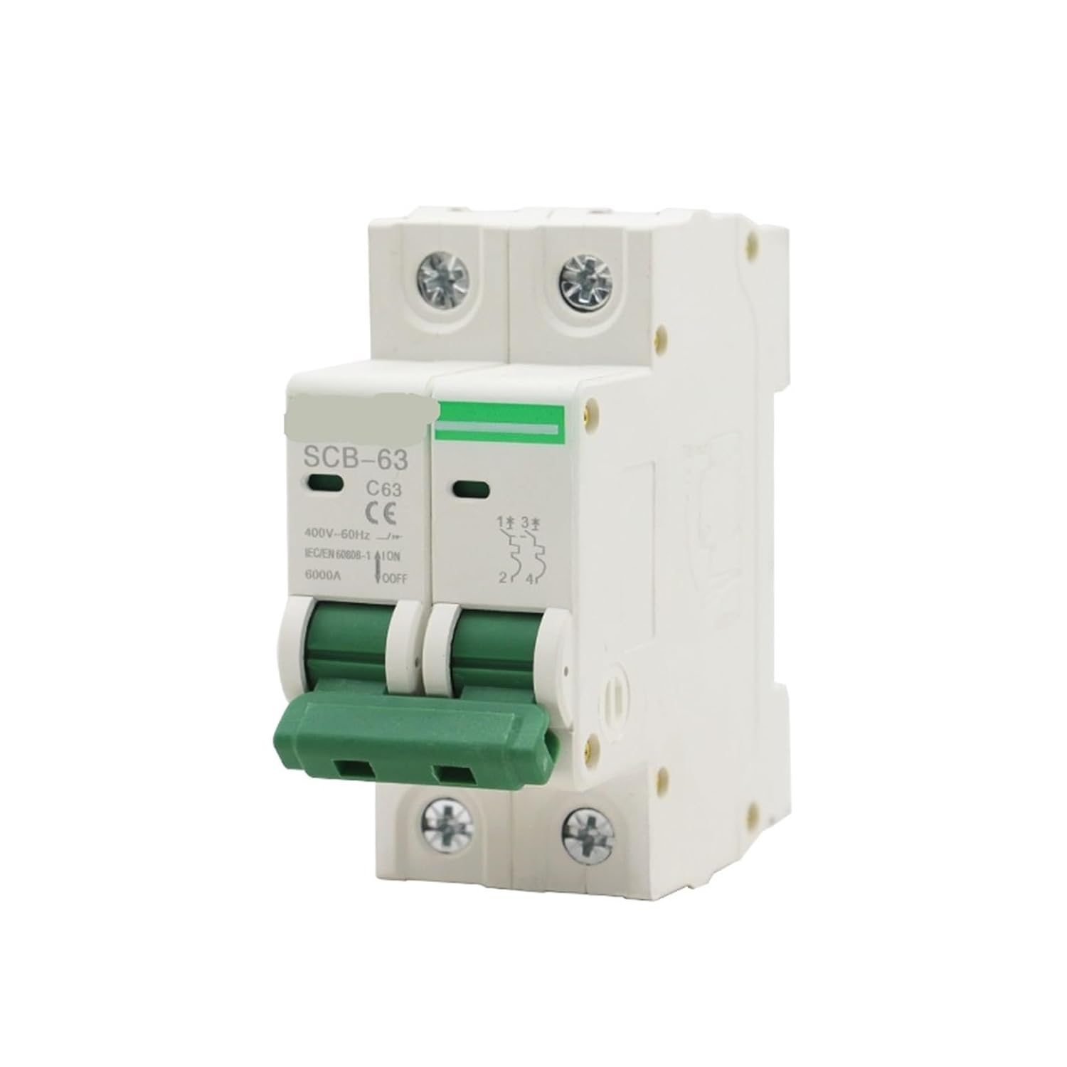 AC air Switch SCB-63 air Switch 2P 6-63A 400V Circuit Breaker Home Switch Durable(63A)