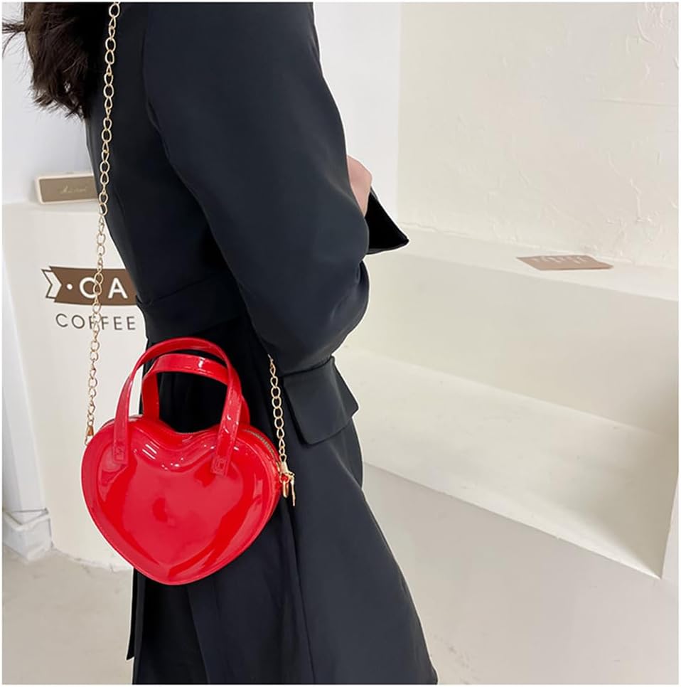 Girls Novelty Mini Heart-Shaped Purse Chain Purse Shoulder Crossbody Bags Tote Handbag Travel Wallet Bag for Women Girl Gift