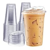 Comfy Package [20 oz. - 100 Count Crystal Clear Plastic Cups With Strawless Sip-Lids, Disposable Iced Coffee Cups with Lids - Ideal for Cold Beverages, and To-Go Drinks