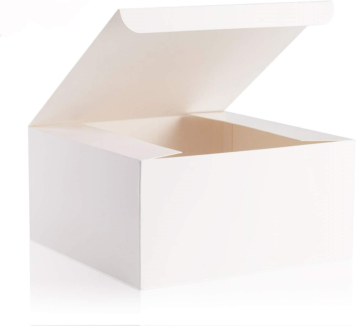 Niclogi Gift Boxes 12 Pack 8 x 8 x 4 Fold Paper Gift Boxes with Lids for Gifts, Bridesmaids Proposal Boxes, Cupcake Boxes, Ornaments gifts boxes, Crafting(White)