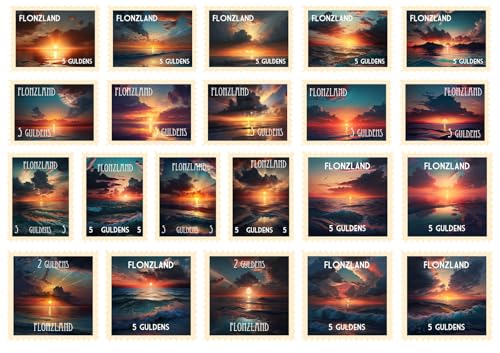 Conjunto de adesivos de carimbos de poste ~ Coleção espetacular de carimbos do pôr do sol com vistas