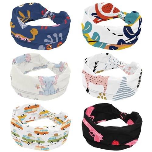 Bandeaux larges antidérapants cheveux rebelles lot de 6 motif pêcher femme