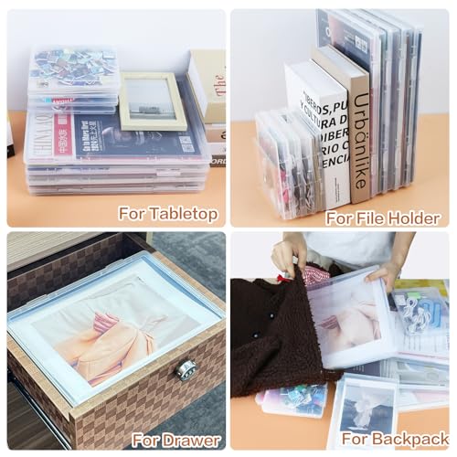 LPZNUYVC 8 Pack Photo Storage Box, Fits 8\" x 10\" and 4\" x 6\" Photo, Plastic Photo Organizers and Storage with Snap-Tight Latch, for Protecting Photos, Scrapbooks, Crafts, Office Supplies, Files