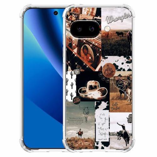 Coque Pixel 10a antichoc transparente et intégrale au motif vintage cowboy retro