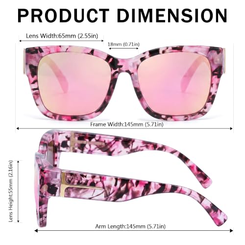 Image of SIPHEW Fit Over Glasses for Women&Men - Mirrored Sunglasses Polarized | Trendy Large Square w UV400 Protection,Oversized,Lightweight Frame For All-Day Comfort,Driving,Outdoors
