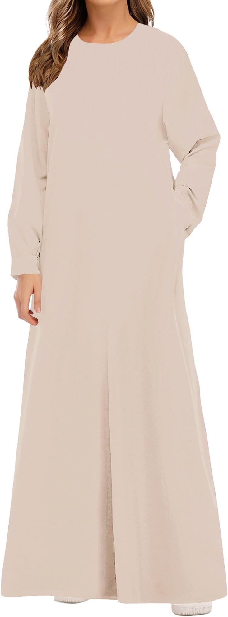 WSPLYSPJY Solid Color Zipper Abaya Muslim Dresses for Women Girls Pockets Islamic Prayer Clothes