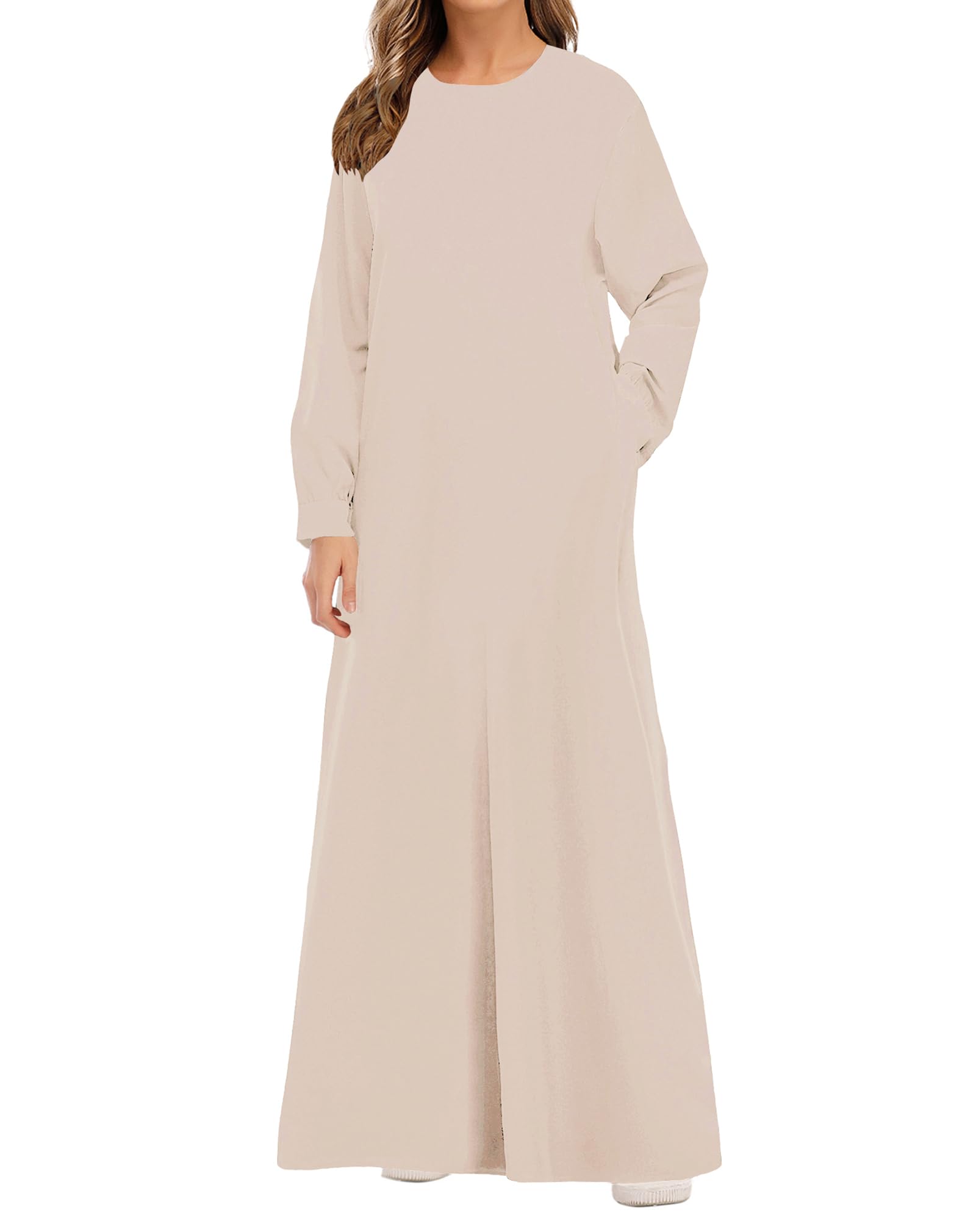 WSPLYSPJY Solid Color Zipper Abaya Muslim Dresses for Women Girls Pockets Islamic Prayer Clothes