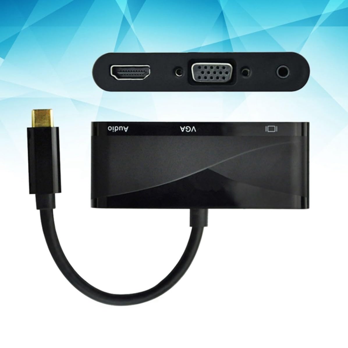 Toddmomy Adattatore Type C a Vga USB 3.1 3 in 1 Nero per Pro PC S8 | Conversione con Uscita Audio, Struttura in Metallo e Plastica, Supporto per Collegamento USB 2.0