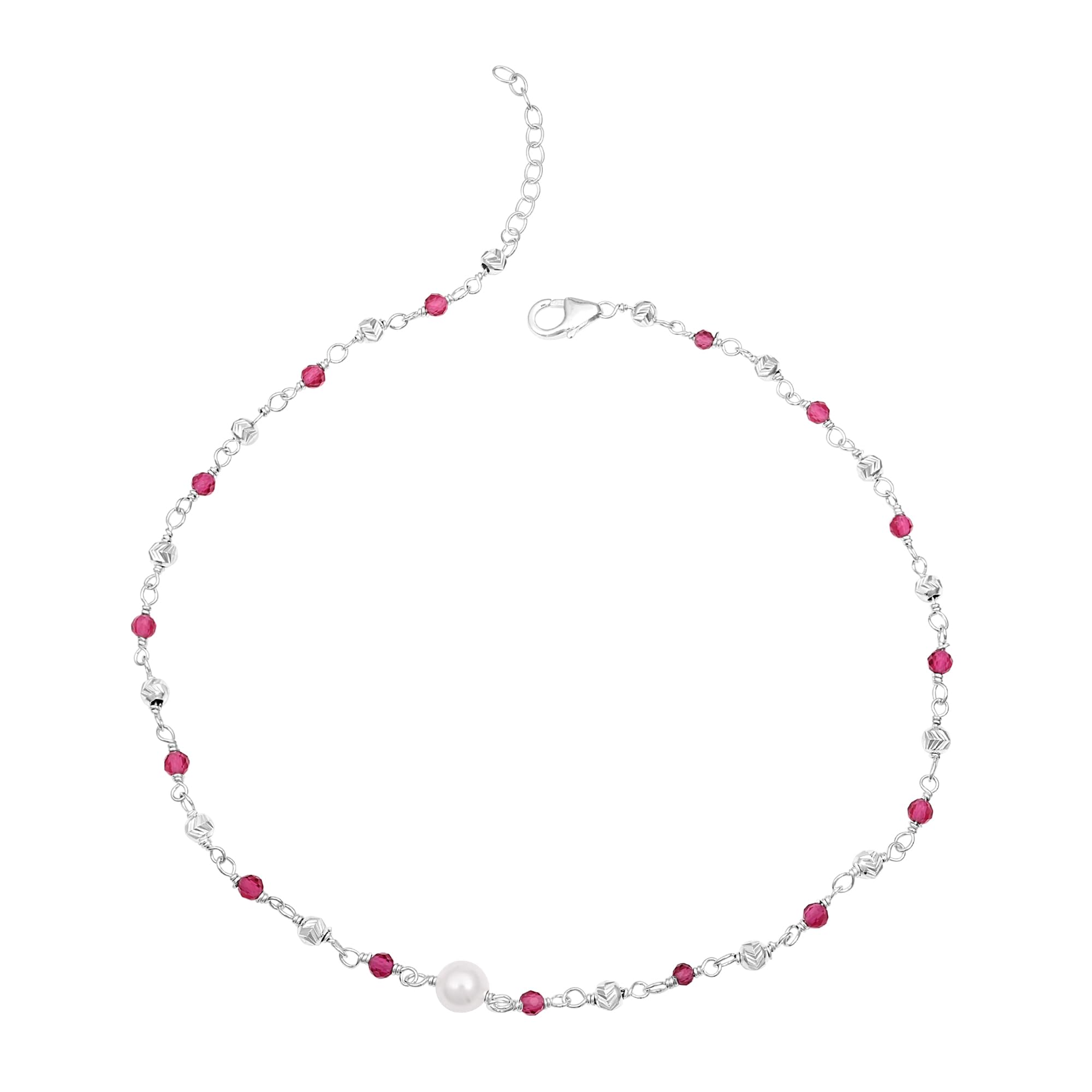 OVANA 925 Sterling Silver | Pink Pearl Anklet | 925 Payal (Single Anklet) | Rakhi Rakshabandhan Gift for Sister Bhabhi Adjustable Chain Gifts for Girlfriend, Gifts for Women and Girls | 925 Hallmarked (B0D2RF78FM) Amazon Price History, Amazon Price Tracker