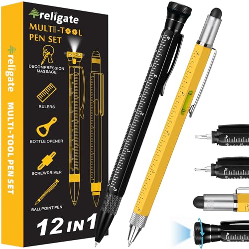 Presentes para ele, conjunto de canetas multiferramentas (pacote com 2) presentes masculinos para pa