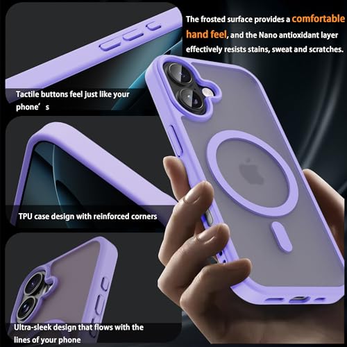 Image of Magnetic for iPhone 17 Phone Case, [Compatible with MagSafe], Screen Protector X1, [Military Grade Drop Protection],Matte Finish,Slim,Shockproof,Protective (Light Purple, 17)