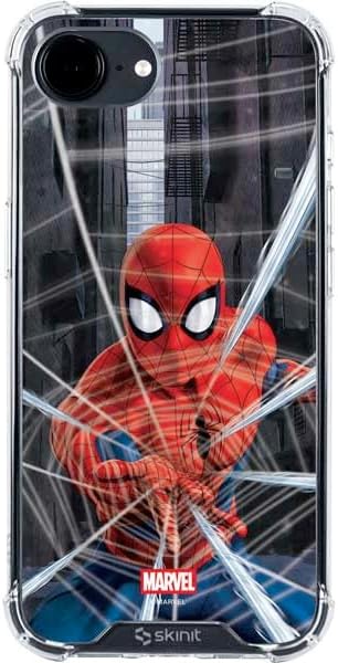 Skinit Clear Phone Case Compatible with iPhone 16e - Officially Licensed Marvel Spiderman Web Throw Design
