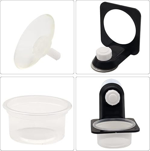 Miniatura 3 de Tazón de agua para reptiles, doble cresta, con 10 cuencos de 0.5 onzas, con ventosa desmontable, para lagarto, tortuga, reptil, araña, gecko