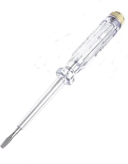Fielect Test Screwdriver, Voltage Detector Pen Light Circuit Tester Electric Test Pen Screwdriver Neon Tube AC/DC 100-500V Clear 1pcs