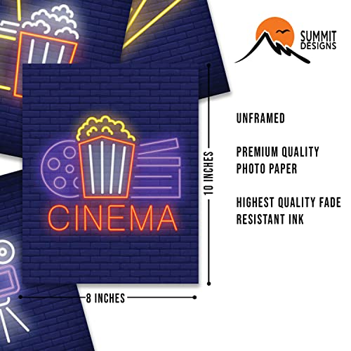 シネマホームシアター壁アート装飾プリント - 4枚セット (8x10) インチ ポスター写真 - 地下室エンターテイメント - ギフトアイデア [2]