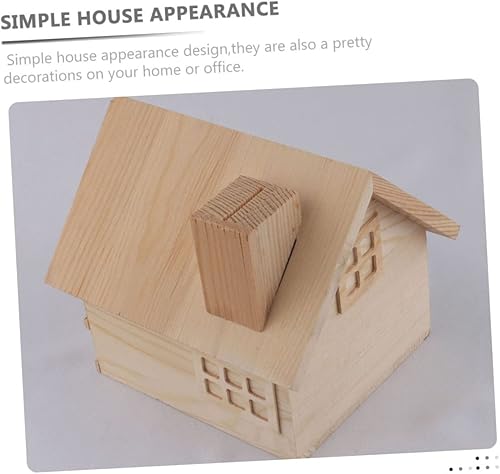 Miniatura 4 de Toyvian Alcancía de madera con forma de casa para niños y niñas, sin terminar, maceta de ahorro de monedas, caja de dinero versátil para pintura