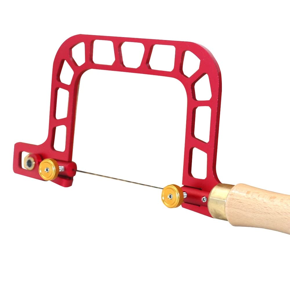 Juego de Sierra de marquetería con Marco de Aluminio y Cuchillas de Repuesto para carpintería, tableros de Madera, Corte de plástico y Metal (Sierra de calar)