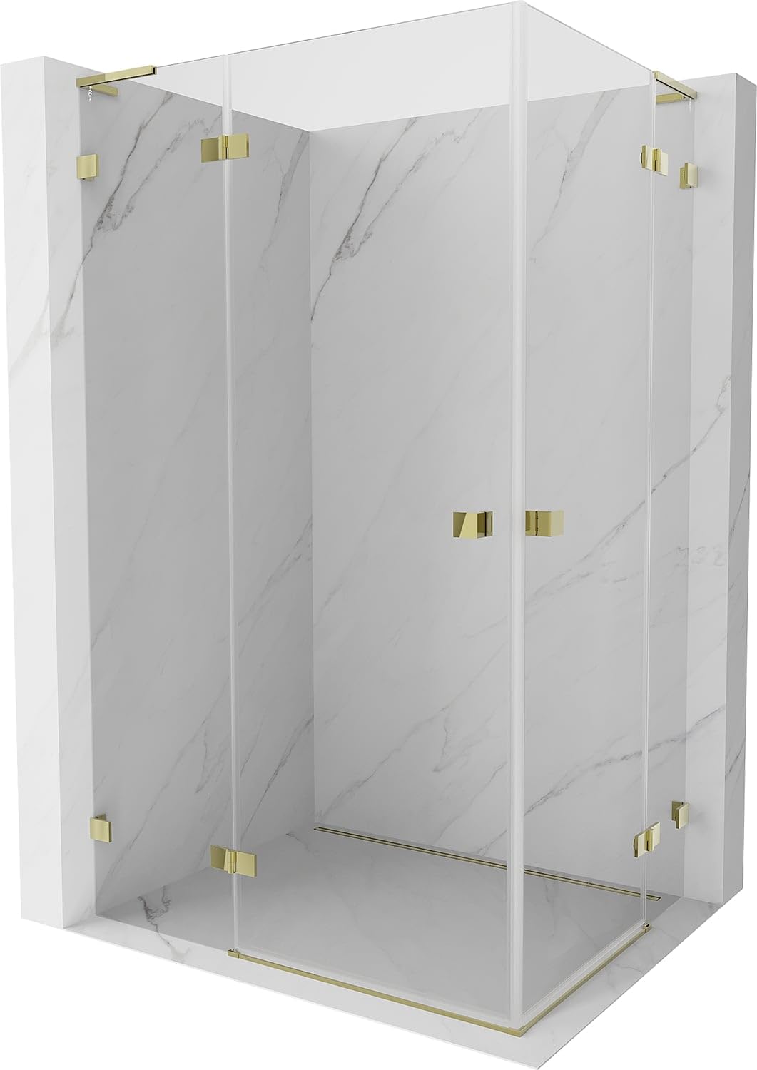 Mexen Lunar L Duo Box Doccia Porta Battente Sinistra 120x85 Trasparente Oro