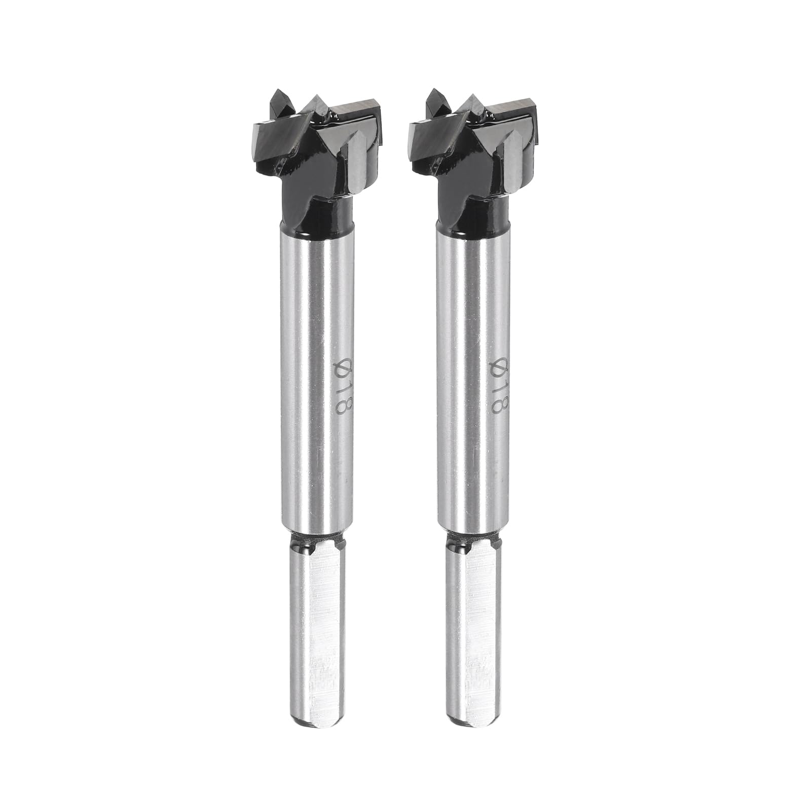 HARFINGTON 2pcs Forstner Drill Bit 18mm (23/32") K30/C1 Tungsten Carbide Tip Triangle Shank Wood Forstner Bit Opener Cutter for Hinge Hole Drilling