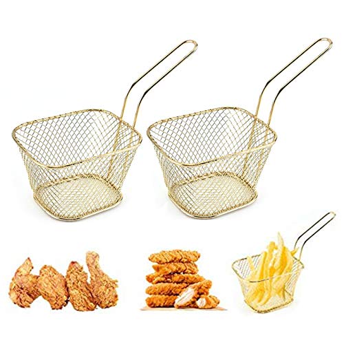 Hemoton 2 Cestelli Per Frittura In Acciaio Inox, Manici Pieghevoli, 15 Cm E 18 Cm – Perfetti Per Patatine, Pasta E Fritti - 2