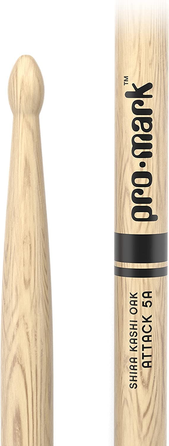 ProMark Classic Attack 5A Shira Kashi Oak Drumstick, Oval Wood Tip, 4-Pack