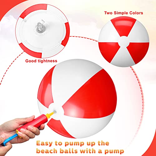 Honoson 30 Pieces 20 Inch Inflatable Beach Balls Pool Game Classic Blow Up Beach Toys For Party Favors Summer Parties And Supplies (Red White) #TOP1