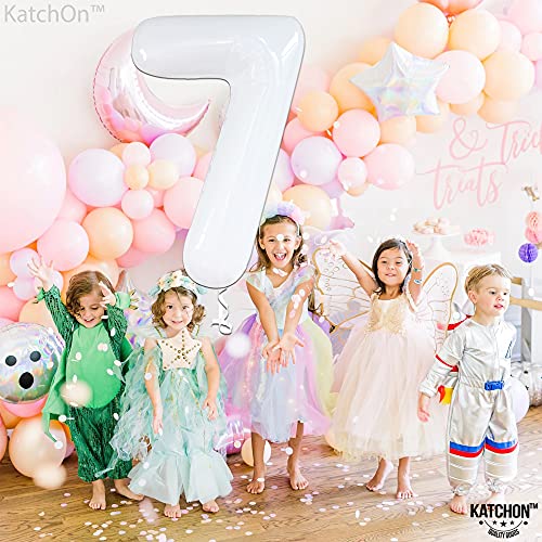Image of KatchOn White Number 7 Balloon 40 Inch | 7th Birthday Balloon for 7th Birthday Decorations, 7 Balloons for Birthday, Number Balloons for Anniversary Decorations